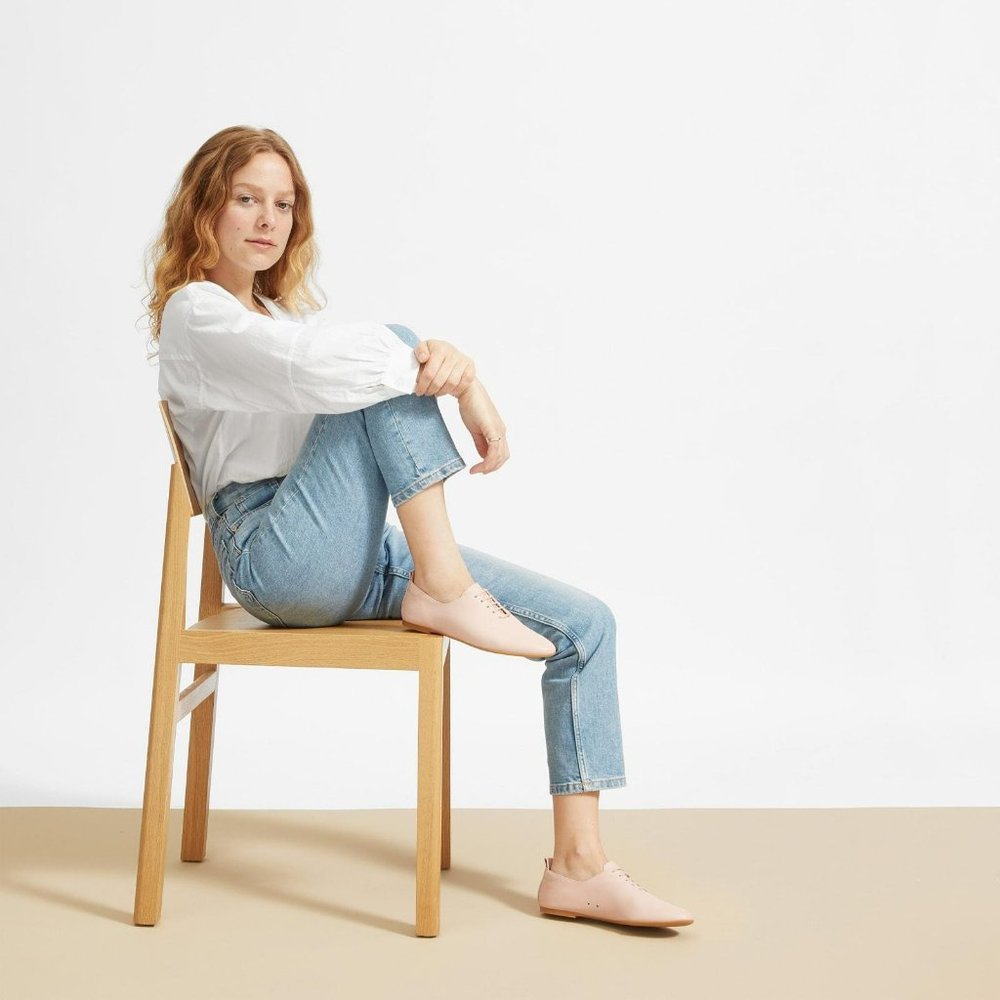 EUC Everlane the leather lace-up flat - blush pink derbys - Picture 3 of 11